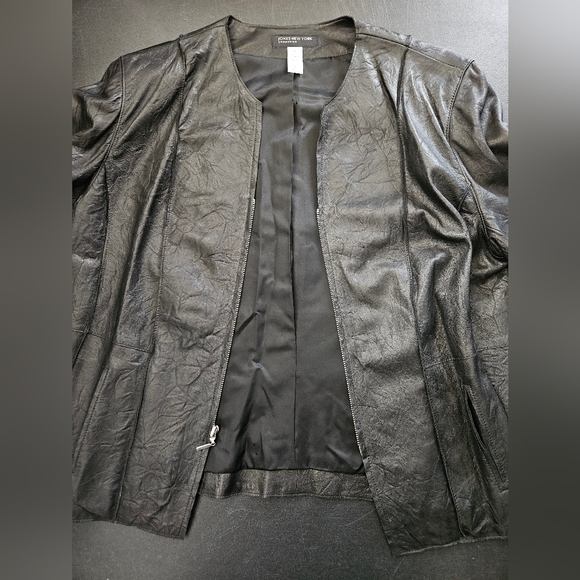 NWT - Jones New York Leather Black Lightweight Moto Jacket - Size XL - Picture 13 of 13